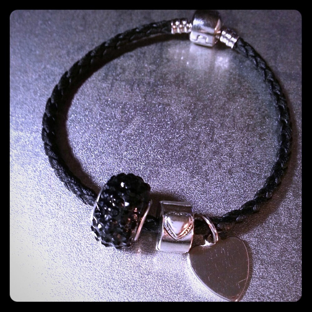 Leather bracelet with charms